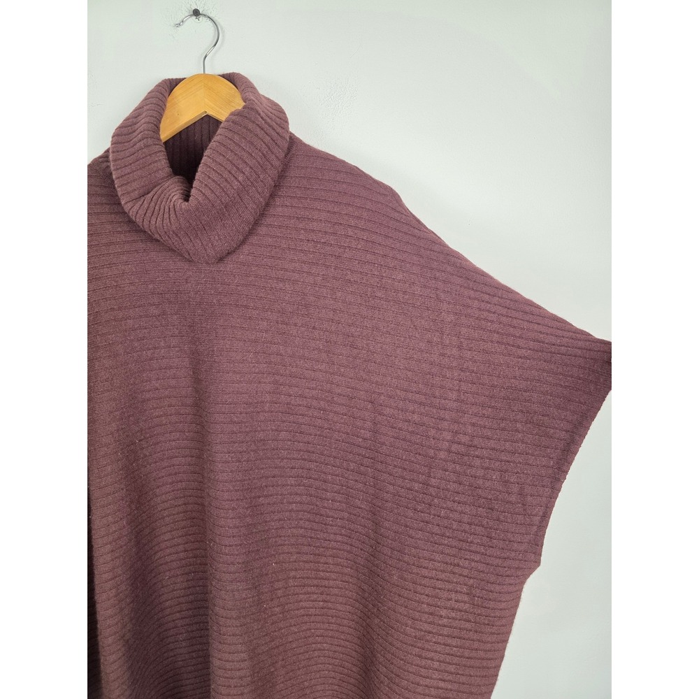 Garnet Hill 100% Cashmere Ribbed Cowl Neck Cape Sweater Burgundy Womens Small - Picture 3 of 8